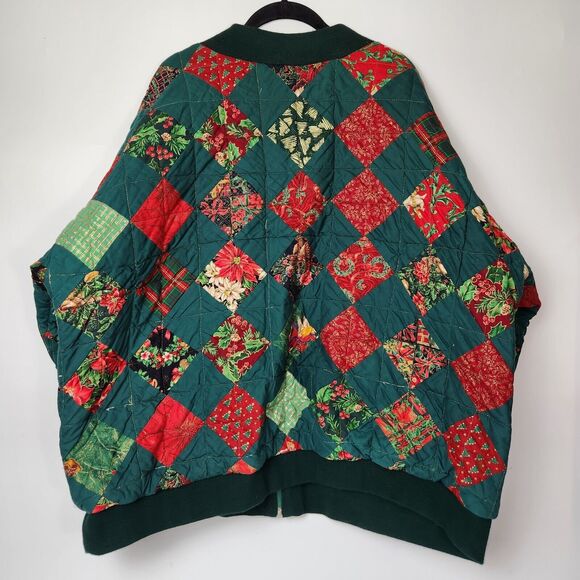 VTG Quilt Coat Holiday Event Piece Art To Wear Festive Chunky Christmas‎ Chore - Picture 12 of 16